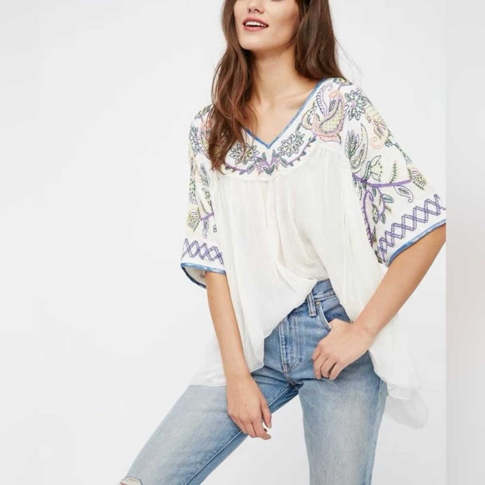 Free People Sunset Lovers Beaded Top size S